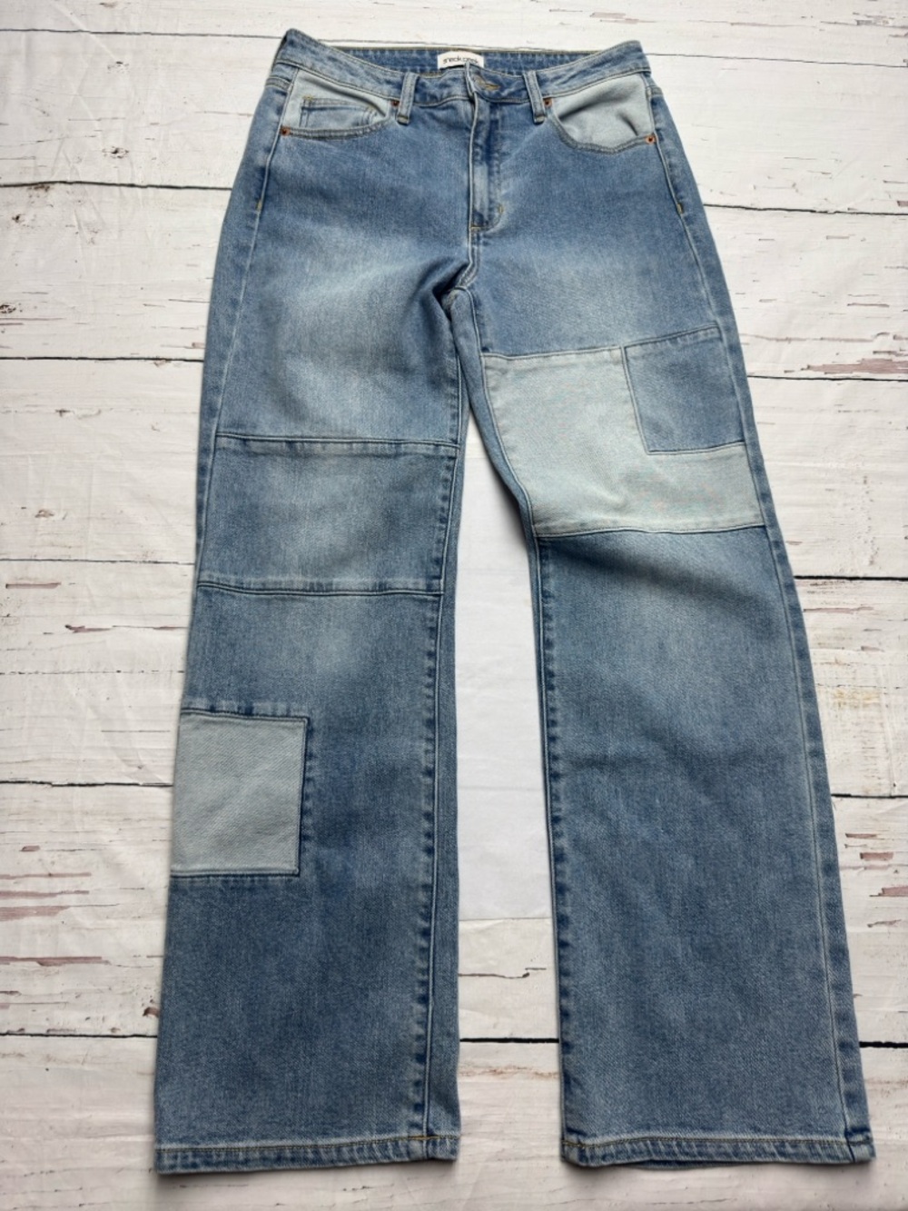 Sneak Peek Patchwork Carpenter Wide Leg Jeans Light Wash 28 Y2K